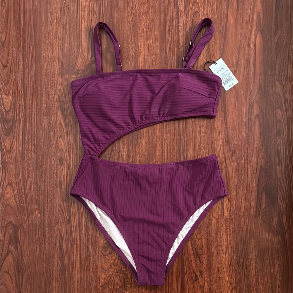 NWT Purple Cutout One Piece Swimsuit